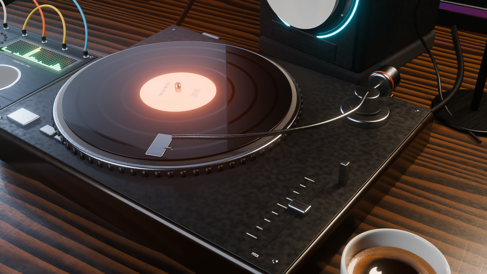 Musik-Schreibtisch – Plattenspieler